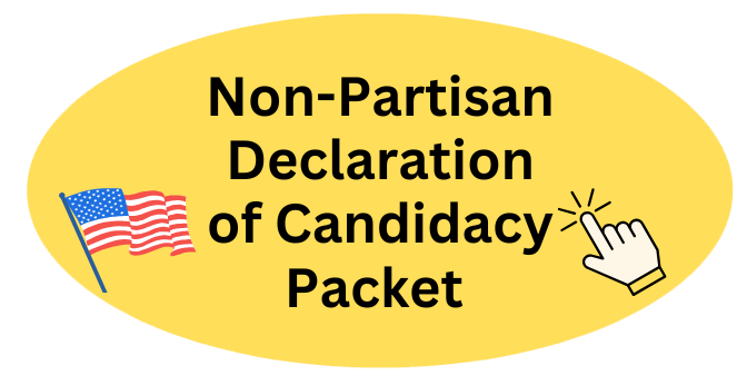 Yellow button labeled “Non-Partisan Declaration of Candidacy Packet (PDF)” for downloading